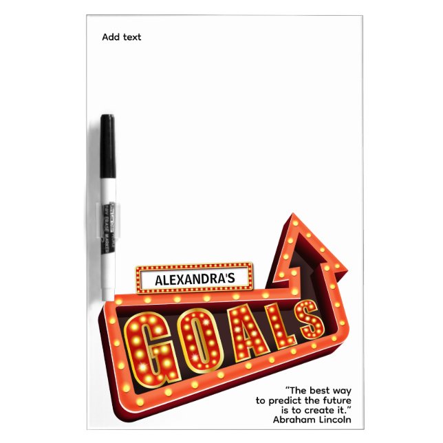 Red Gold Personal Goals Arrow Light Bulbs Dry Erase Board (Front)
