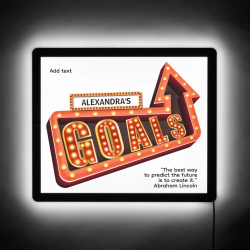 Red Gold Personal Goals Arrow Light Bulbs LED Sign