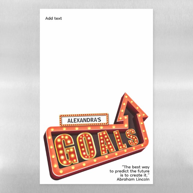 Red Gold Personal Goals Arrow Light Bulbs Magnetic Dry Erase Sheet (Vertical)