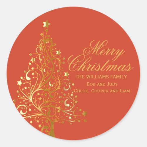 Red  Gold Personalized Christmas Address Labels