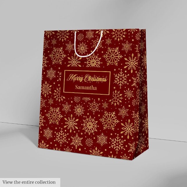 Red Gold Personalized Holiday Paper Gift Bag Luxe (Red Gold Personalized Holiday Paper Gift Bag Luxe)