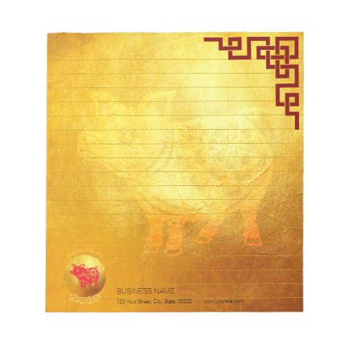 Red Gold Pig Papercut Chinese New Year 2019 NoteP Notepad