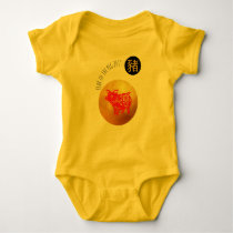 Red Gold Pig Papercut Chinese Year 2019 Baby BodyS Baby Bodysuit