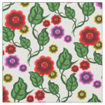 Red/gold/pink flowers/green leaves/Folk Fabric