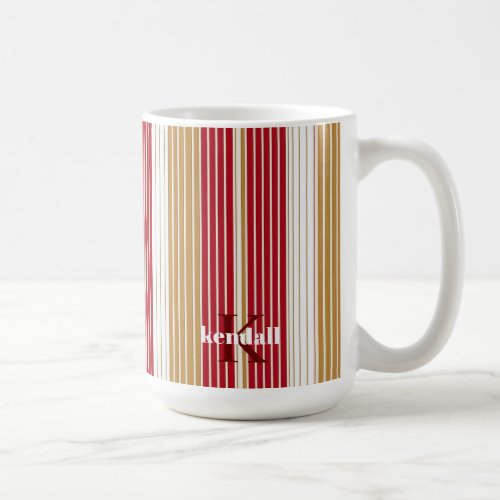 Red Gold Pinstripe Christmas Pattern28 ID1009 Coffee Mug