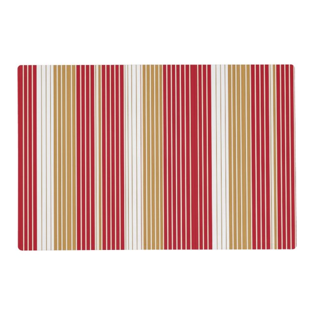 Red Gold Pinstripe Christmas Pattern#28 ID1009 Placemat (Front)