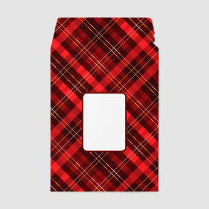 Red Gold Plaid Christmas Pattern Envelope Mailers