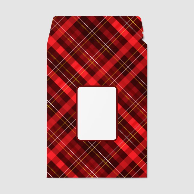 Red Gold Plaid Christmas Pattern Envelope Mailers (Front)