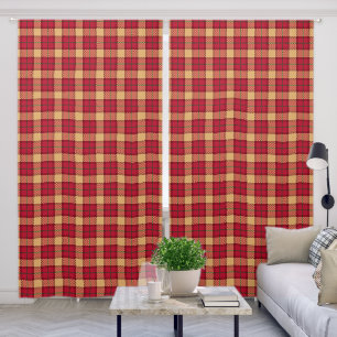 Red Gold Plaid Tartan Pattern Blackout Curtains