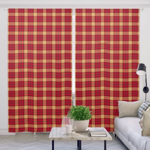 Red Gold Plaid Tartan Pattern Blackout Curtains