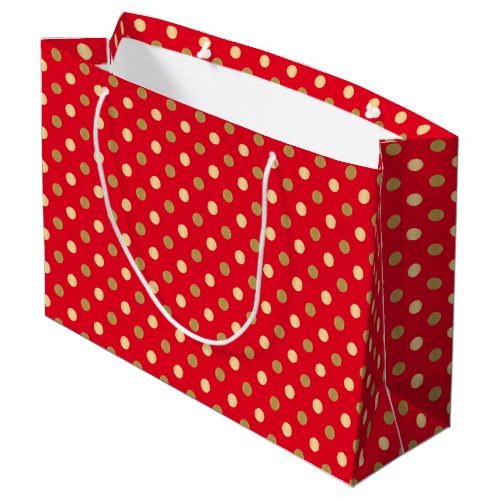 Red  Gold Polka Dots Seamless Pattern Large Gift Bag