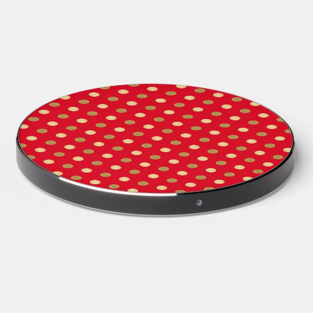 Red & Gold Polka Dots Seamless Pattern Wireless Charger (Front 2)