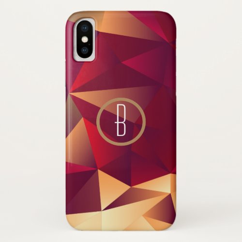 Red  Gold Poly Geometric Triangles Shapes iPhone XS Case