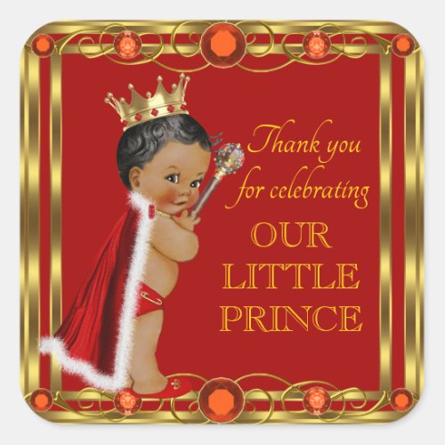 Red Gold Prince Baby Shower Stickers
