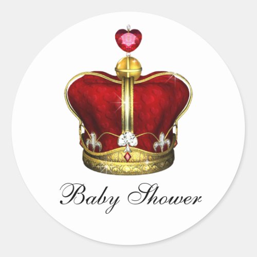 Red Gold Prince Baby Shower Stickers