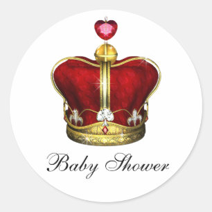 Red Gold Prince Baby Shower Stickers