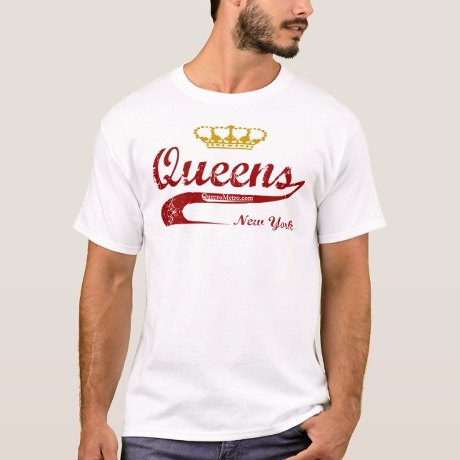 Red & Gold - Queens, New York City NYC T-Shirt (Front)