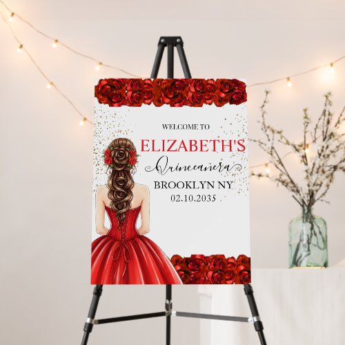 Red & Gold Quinceañera Custom Welcome Foam Board