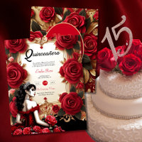 Red Gold Quinceanera Dress Ceremony Reception