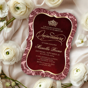 Red Gold Quinceañera Invitation