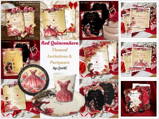 Red Gold Quinceanera Invitations