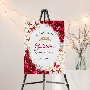 Red Gold Quinceanera Welcome Foam Board