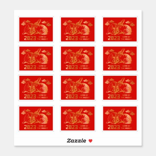 Red Gold Rabbit Chinese New Year Spring Festival Sticker