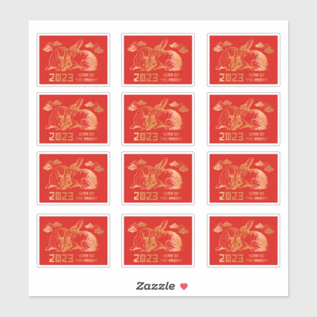 Red Gold Rabbit Chinese New Year Spring Festival Sticker (Sheet)