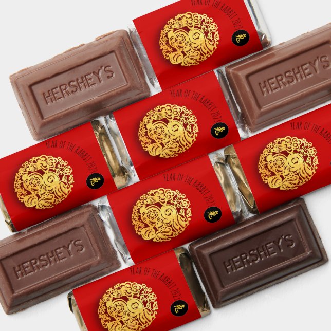 Red Gold Rabbit Papercut Chinese New Year 2023 CHM Hershey's Miniatures (Assorted)