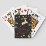 Red  Gold Reindeer Merry Christmas Tree Poker Cards