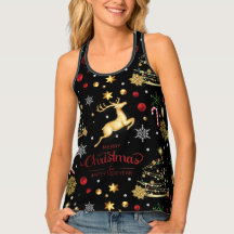 Red Gold Reindeer Merry Christmas Tree