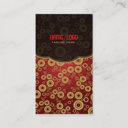 Red &amp; Gold Retro Circle Random Pattern Business Card