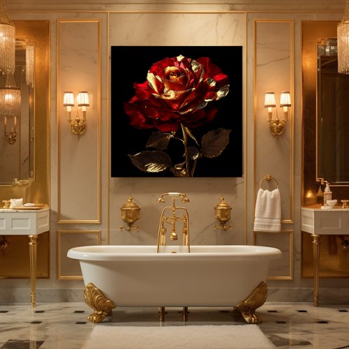 Red  Gold Rose Canvas Print