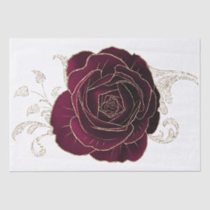 Red Gold Rose Floral Watercolor Decoupage Tissue Paper