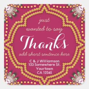 Red Gold Royal Eastern Thanks Square Stickers