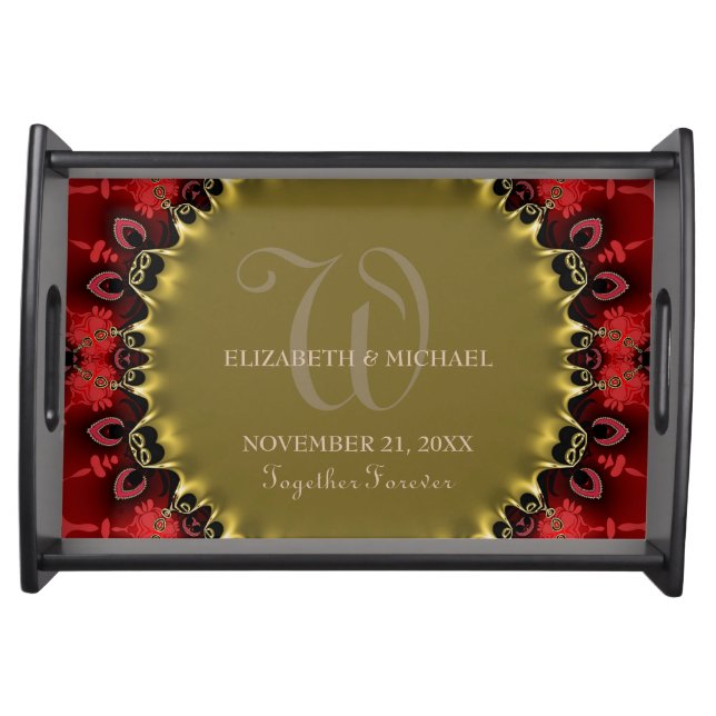 Red & Gold Royale Art Wedding Anniversary Keepsake Serving Tray (Front)