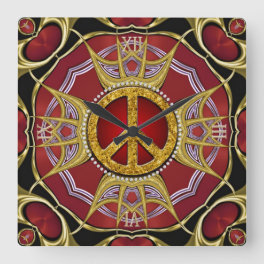 Red Gold Royale Peace Love Clock