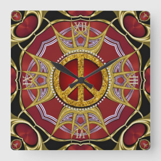 Red Gold Royale Peace Love Clock
