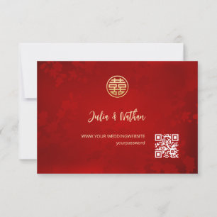 Red Gold  RSVP Chinese Wedding Card