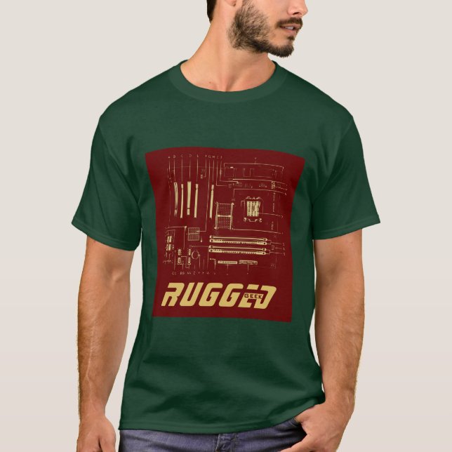 red gold Rugged Geek | Circuit Board | Tech T-Shirt (Front)