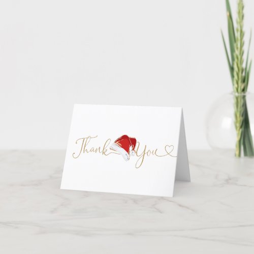 Red Gold Santa Baby Christmas Folded Thank You  Holiday Card