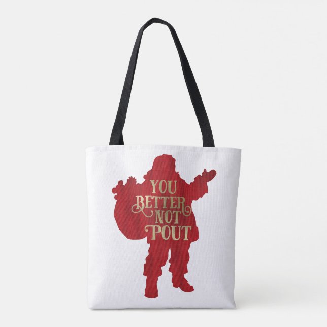 Red & Gold Santa Toy bag You Better Not Pout (Back)