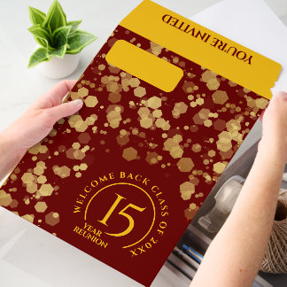 Red & Gold School Class Reunion Envelope Mailers