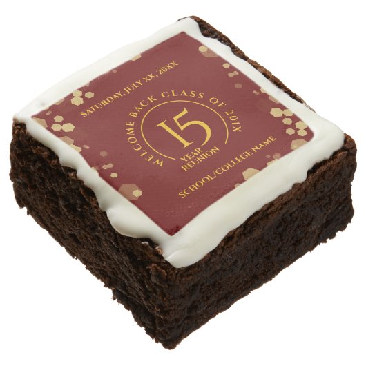 Red & Gold School College Class Reunion Brownie (Angled)