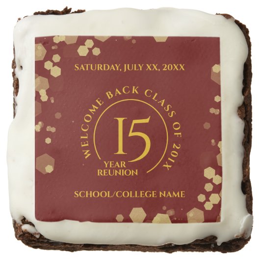 Red & Gold School College Class Reunion Brownie (Front)