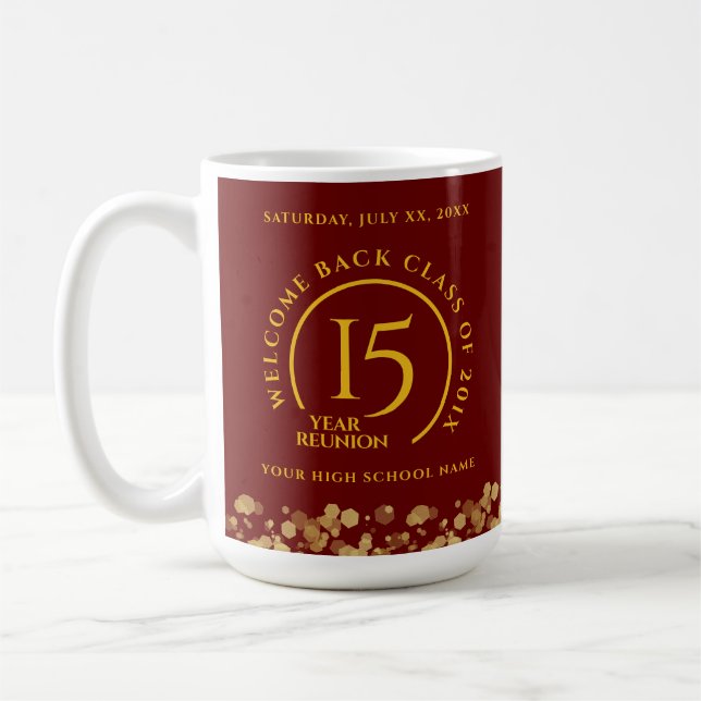 Red & Gold School College Class Reunion Coffee Mug (Left)