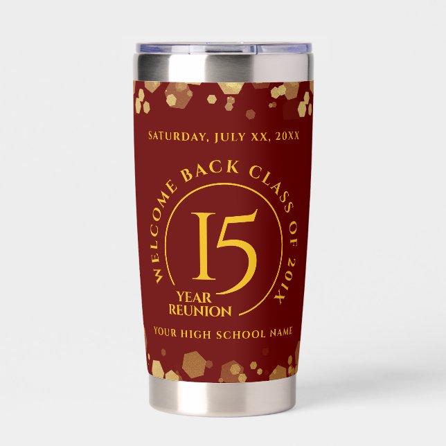 Red & Gold School College Class Reunion Insulated Tumbler (Front)
