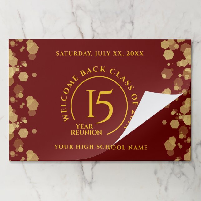 Red & Gold School College Class Reunion Paper Pad (Folded)
