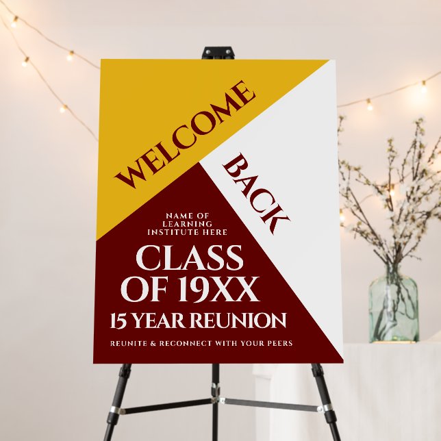 Red & Gold School College Class Reunion Welcome Foam Board (In Situ (Stand))