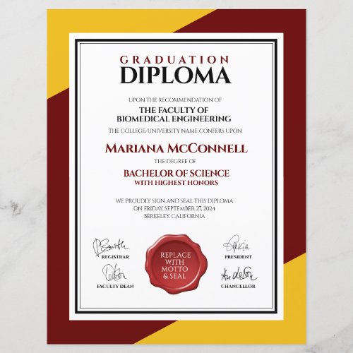 Red Gold School College University Diploma